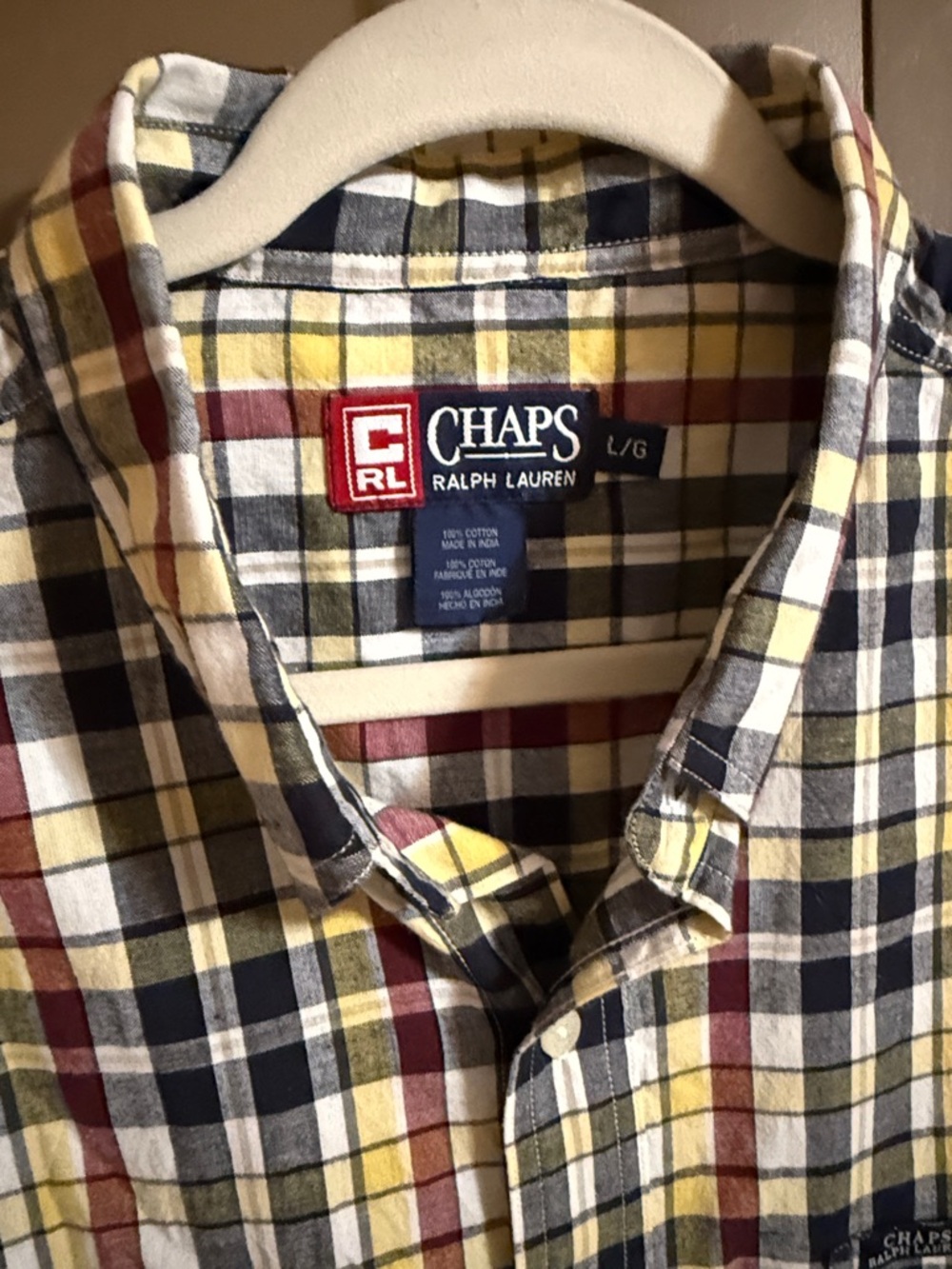 Chaps Ralph Lauren Plaid Button-Down Shirt - Yellow, Navy, Red, White